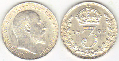 1902 Great Britain silver Threepence (gEF) A002583